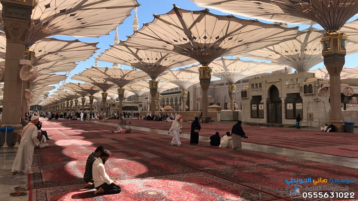 مظلات مساجد بالرياض حي العقيق جودة عالية تضمن الحماية والراحة للمصلين